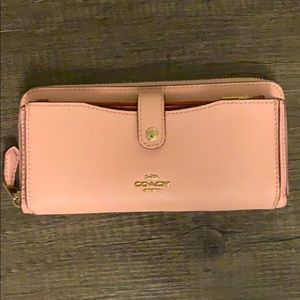Pink and brown leather coach wallet